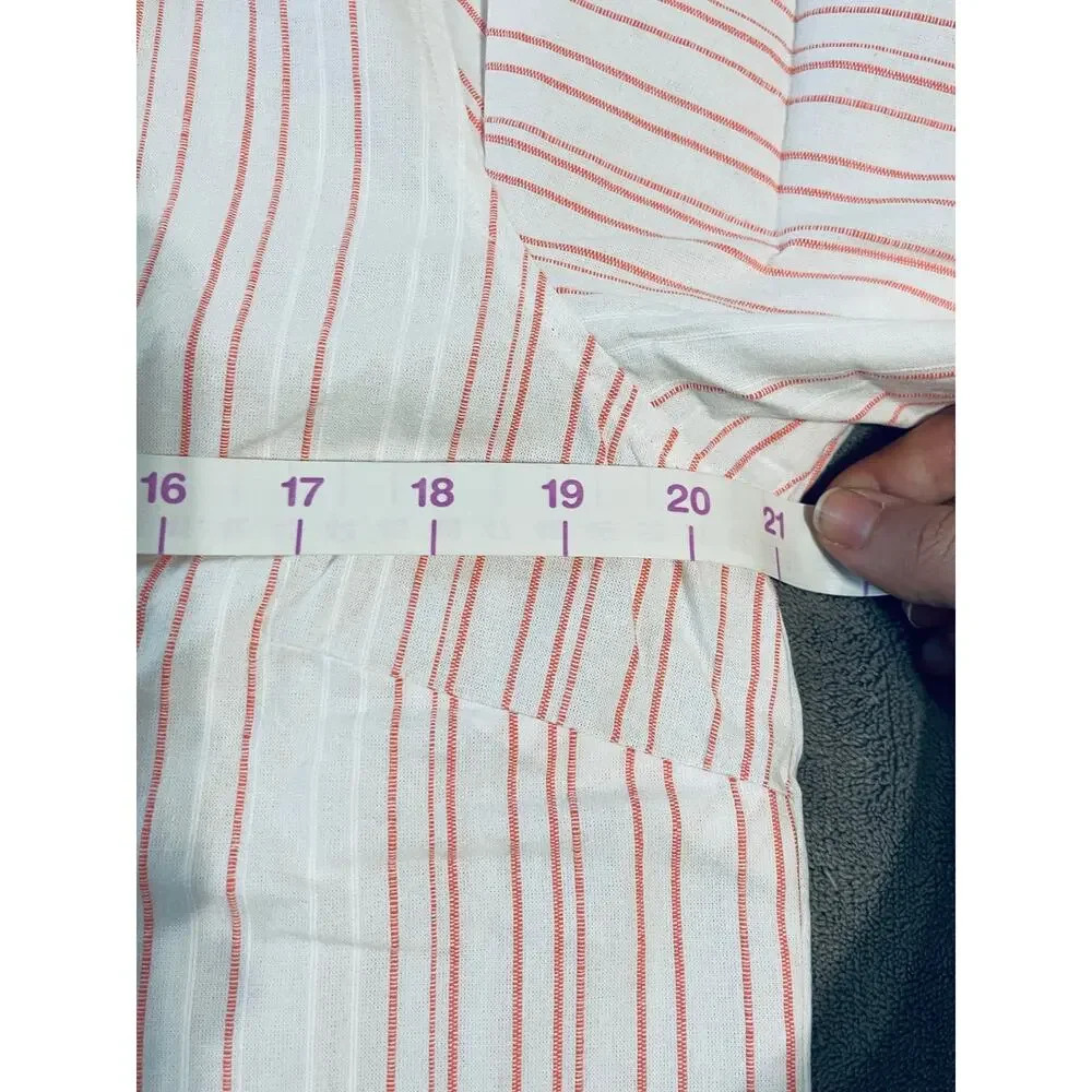 NWT UNTUCKIT Durfort Top White Pink Striped Tunic Blouse Cotton V-Neck - Picture 4 of 7